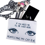 CAT EYE 3D Printing simple makeup bag neceser 2017 New who cares Cosmetic case women trousse de maquillage organizer pencil case