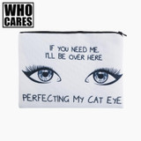CAT EYE 3D Printing simple makeup bag neceser 2017 New who cares Cosmetic case women trousse de maquillage organizer pencil case