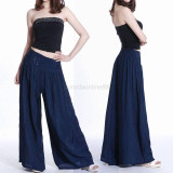 Casual Womens Elastic Waist Loose Long Culottes Wide Leg Pant Trouser Sweatpants
