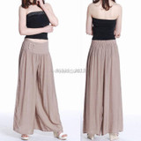 Casual Womens Elastic Waist Loose Long Culottes Wide Leg Pant Trouser Sweatpants