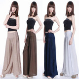 Casual Womens Elastic Waist Loose Long Culottes Wide Leg Pant Trouser Sweatpants