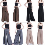 Casual Womens Elastic Waist Loose Long Culottes Wide Leg Pant Trouser Sweatpants