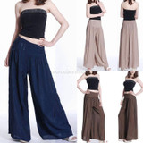 Casual Womens Elastic Waist Loose Long Culottes Wide Leg Pant Trouser Sweatpants