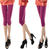 Casual Women Seamless Solid Stretch Skinny Cropped To the Calf Legging Half Pants