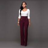 Casual Women Ladies Palazzo Plain Flared Wide Leg Loose High Waist Full Pants leggings Baggy Trousers