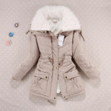 Casual Women Lamb Wool Warm Winter Overcoat Jacket Coat Outwear Lapel Parka S-XL