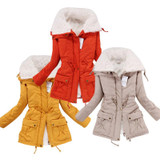 Casual Women Lamb Wool Warm Winter Overcoat Jacket Coat Outwear Lapel Parka S-XL