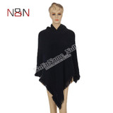 Casual Winter Sweater Hooded Poncho And Cape Knitted Sweaters Tassel Pullover Solid Sweater Women Poncho And Capes Cashere Coat