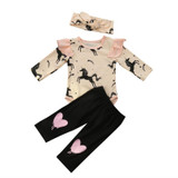 Casual Winter Baby Girl Clothes Newborn Infant Baby Girl Clothes Printed Bodysuit Pants Headband 3PCS Girls Clothes Set 0-24M