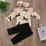 Casual Winter Baby Girl Clothes Newborn Infant Baby Girl Clothes Printed Bodysuit Pants Headband 3PCS Girls Clothes Set 0-24M