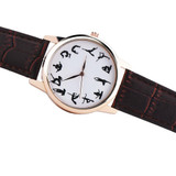 Casual Watch YOGA Pattern Printed Watch Analog Round Case Dial Leather Pin Buckle Quartz Wrist Watch For Women Men J73
