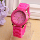 Casual Watch Geneva Unisex Quartz watch 14color men women Analog wristwatches Sports Watches Rose Gold Silicone watches Dropship