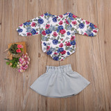 Casual Toddler Baby Girl Bodysuits Tops Long Sleeve Skirts Bow Clothing Set Baby Girls Clothes Sets Outfit 0-24M