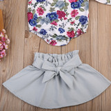 Casual Toddler Baby Girl Bodysuits Tops Long Sleeve Skirts Bow Clothing Set Baby Girls Clothes Sets Outfit 0-24M