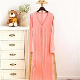 Casual Thin Knitted Sweater Crochet Poncho Button Cardigan Women Sunscreen Modal Maxi Cardigan Loose Long Sleeve Ankle Length