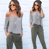 Casual T Shirt Tops Women Clothing New Fashion Women Lady Clothes Tops Summer Short Sleeve Off Shoulder Loose