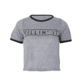 Casual Summer Women Plain Tops Pullover Short Sleeve O-neck KILLIN IT Print T-shirt