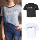 Casual Summer Women Plain Tops Pullover Short Sleeve O-neck KILLIN IT Print T-shirt