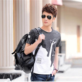 Casual Summer Men Tops Pullover Short Sleeve O-neck Star Milk Print T-shirt