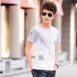 Casual Summer Men Tops Pullover Short Sleeve O-neck Star Milk Print T-shirt
