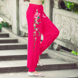 Casual Summer National trend Women's Bloomers Embroidered trousers Elastic waist Loose Wide leg pants YM490