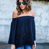 Casual Summer Chiffon Blusas Women Blouse Off Shoulder Long Sleeve Lace Shirt Tops Plus Size Sexy Blouses