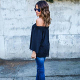Casual Summer Chiffon Blusas Women Blouse Off Shoulder Long Sleeve Lace Shirt Tops Plus Size Sexy Blouses