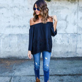 Casual Summer Chiffon Blusas Women Blouse Off Shoulder Long Sleeve Lace Shirt Tops Plus Size Sexy Blouses