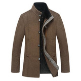 Casual Stand Collar Real Fur Collar Mens Wool Jackets And Coats Long Thick Wool Coat Winter Jacket Men