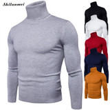 Casual Slim Fit Winter Sweater Men Knitted Pullover Solid Color Turtleneck Pull Homme Male Sweater Autumn Sueter Hombre Knitwear