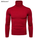 Casual Slim Fit Winter Sweater Men Knitted Pullover Solid Color Turtleneck Pull Homme Male Sweater Autumn Sueter Hombre Knitwear