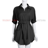 Casual Shirt Dresses Black Red Women Summer Dress 2017 New Arrivals Fashion Polar Collar Short Sleeve Ladies Dress Plus Size