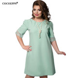 2017 Autumn Plus Size Women Lace Dress Casual Large Size Patchwork Ladies Office Dresses Big Size Evening Loose Vestidos 5XL 6XL