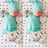 2017 autumn newborn baby boy clothing set baby girls clothes Tops+Pants+Hat Infant 3pcs suit cotton arrow printing baby outfits