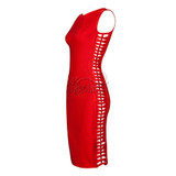 2017 Autumn new women sexy Celebrity party bandage dress Runway orange Dress O-Neck Side hollowed out Club dresses Vestidos