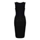 2017 Autumn new women sexy Celebrity party bandage dress Runway orange Dress O-Neck Side hollowed out Club dresses Vestidos