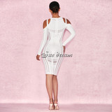 2017 Autumn new women long sleeve o neck bandage dress sexy bodycon hollow out celebrity party elegant white dresses vestidos