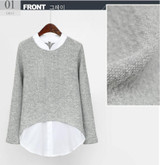 2017 Autumn New Women Blouses Casual Long Sleeve Blouse Patchwork Fake Two Pieces Shirts Plus Size 5XL Shirt Women Tops Blusas