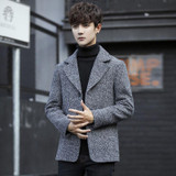 2017 Autumn new short woolen jacket men's casual woolen dress handsome men's jacket men's jacket