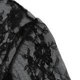 2017 Autumn New Sexy Women Blouse Embroidery High Neck Sheer Lace Crop Top Half Sleeve Mesh Shirt Clubwear Top Blusas Black