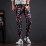 2017 Autumn New Pants Men Fashion Loose Casual Joggers Mens Letter Print Harem Pant Plus Size Mid Waist Floral Trousers Male 5XL