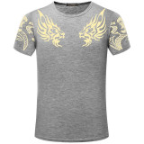 2017 Autumn new high-end men's brand t-shirt fashion Slim Dragon printing atmosphere t shirt Plus size short-sleeved TX141-R