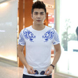 2017 Autumn new high-end men's brand t-shirt fashion Slim Dragon printing atmosphere t shirt Plus size short-sleeved TX141-R