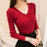 2017 Autumn new Fashion women sweater elegant female thin V neck sweaters women slim long sleeve Knitted Pullovers tight sweater
