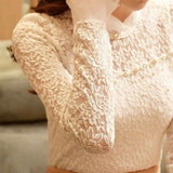 2017 Autumn New Fashion Lace Blouse Women Shirts Turtleneck Women Blouses Long Sleeved Blusas Femininas Slim Women Tops Blusa