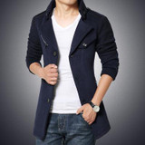 2017 autumn new design woolen Trench coat men fashion badges patchwork Slim Fit Outerwear Mens Coat Warm Winter Overcoat