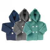 2017 Autumn New Baby Boys Sweaters Coat Kids Infant Girls Hooded Knitted Sweater Jacket for 0-2Y Girls Boys Cardigan Wholesale