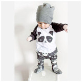 2017 Autumn New Baby Boy Clothes Long-sleeved Cartoon Panda T shirt+Pants 2 Pcs Newborn Clothes Baby Girl Clothing Set