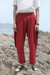 2017 Autumn New Arrival Cotton and Linen Mens Dress Casual Pants Men 100% Flax Long Pants Harem Pants Chinese Style D196