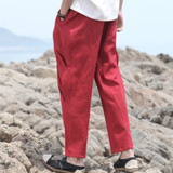 2017 Autumn New Arrival Cotton and Linen Mens Dress Casual Pants Men 100% Flax Long Pants Harem Pants Chinese Style D196